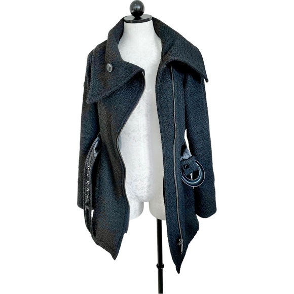 Khujo Original Ivy Jacket Asymetrical Exposed Zip Belted Black Size Small - Picture 8 of 16